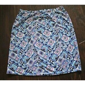 Sigrid Olsen Sheer Fully Lined Abstract Blue And Purple Cafe Skirt - Size Large
